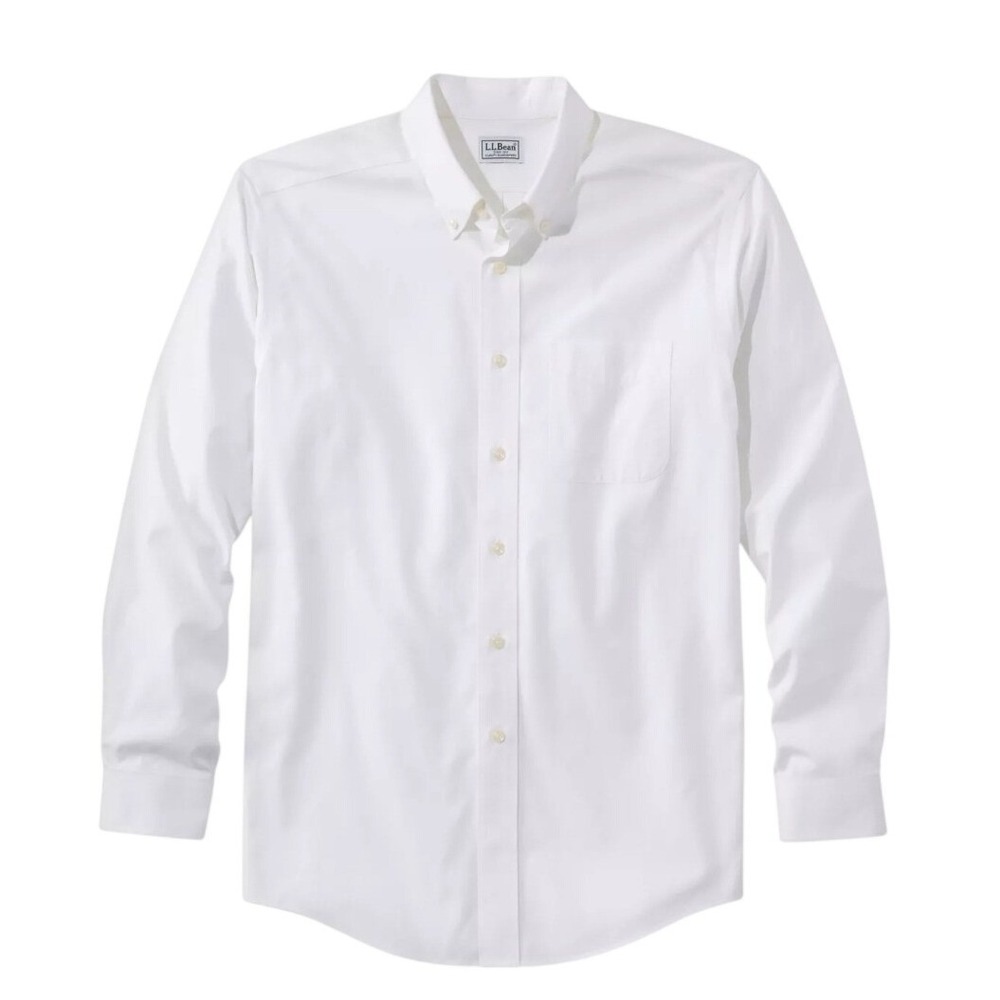 LL Bean Mens Wrinkle-Free Pinpoint Oxford Shirt Traditional Fit Button Down